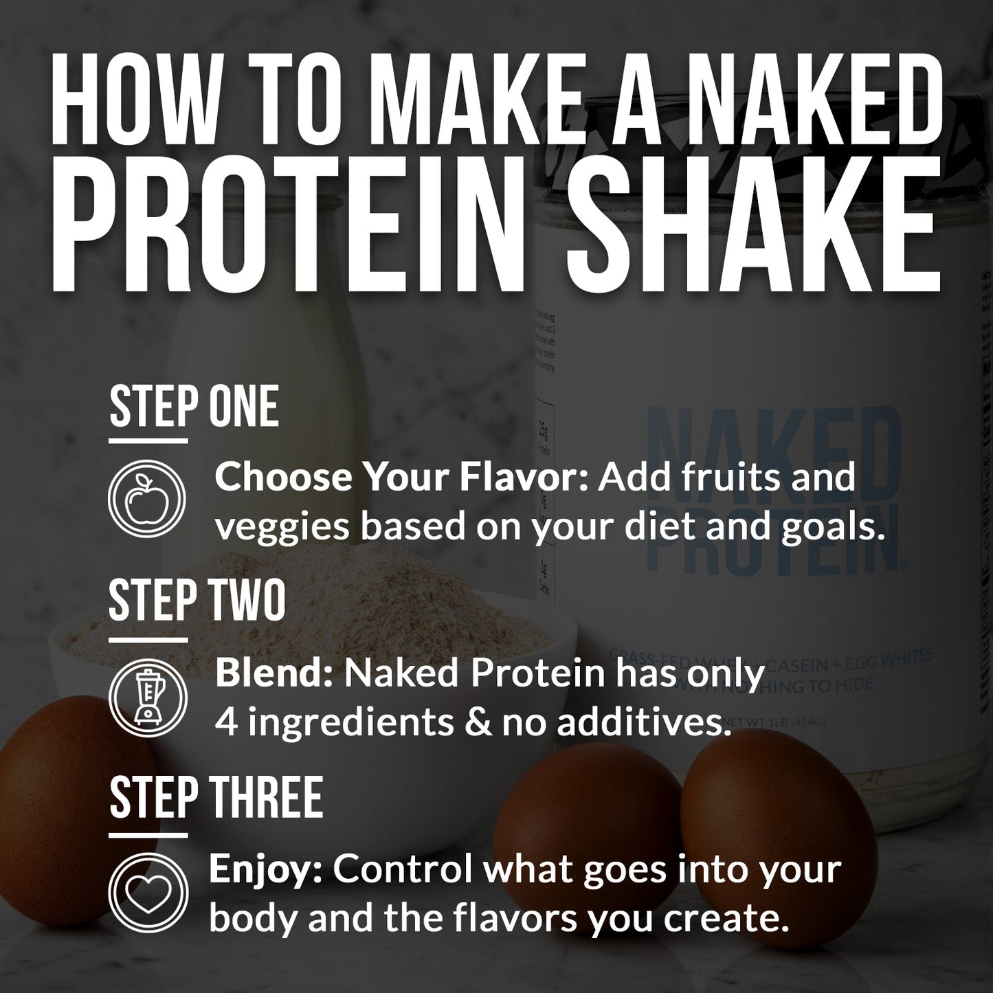 Protein Powder Blend - 3LB Egg Whey & Casein Protein Blend - 3LB for Easy Mixing at Home or On the Go