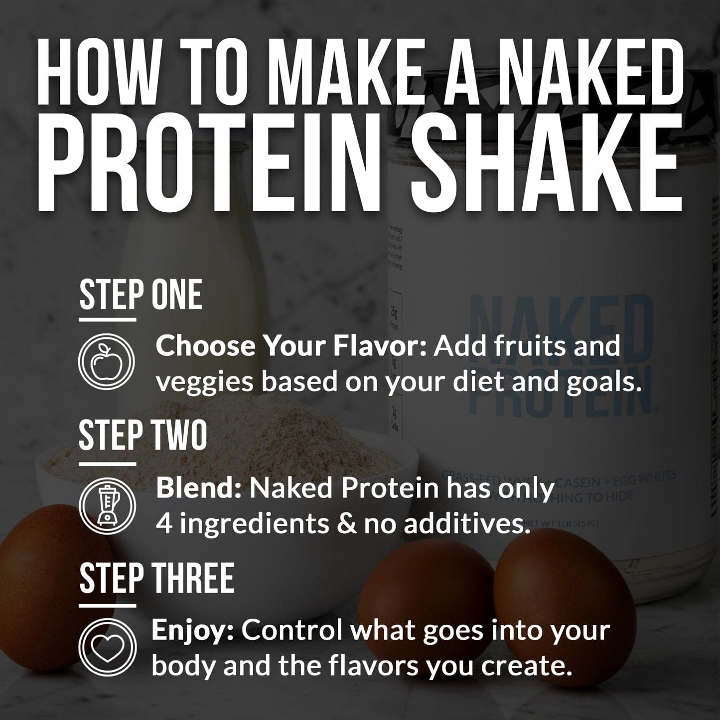 Protein Powder Blend - 1LB Egg Whey & Casein Protein Blend - 1LB for Easy Mixing at Home or On the Go