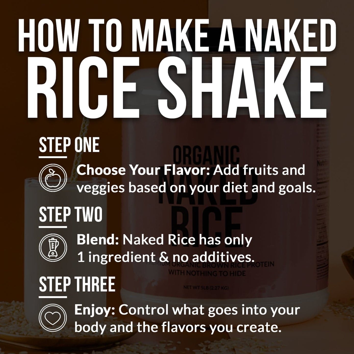 Organic Brown Rice Protein Powder - 5LB Unflavored for Easy Mixing at Home or On the Go