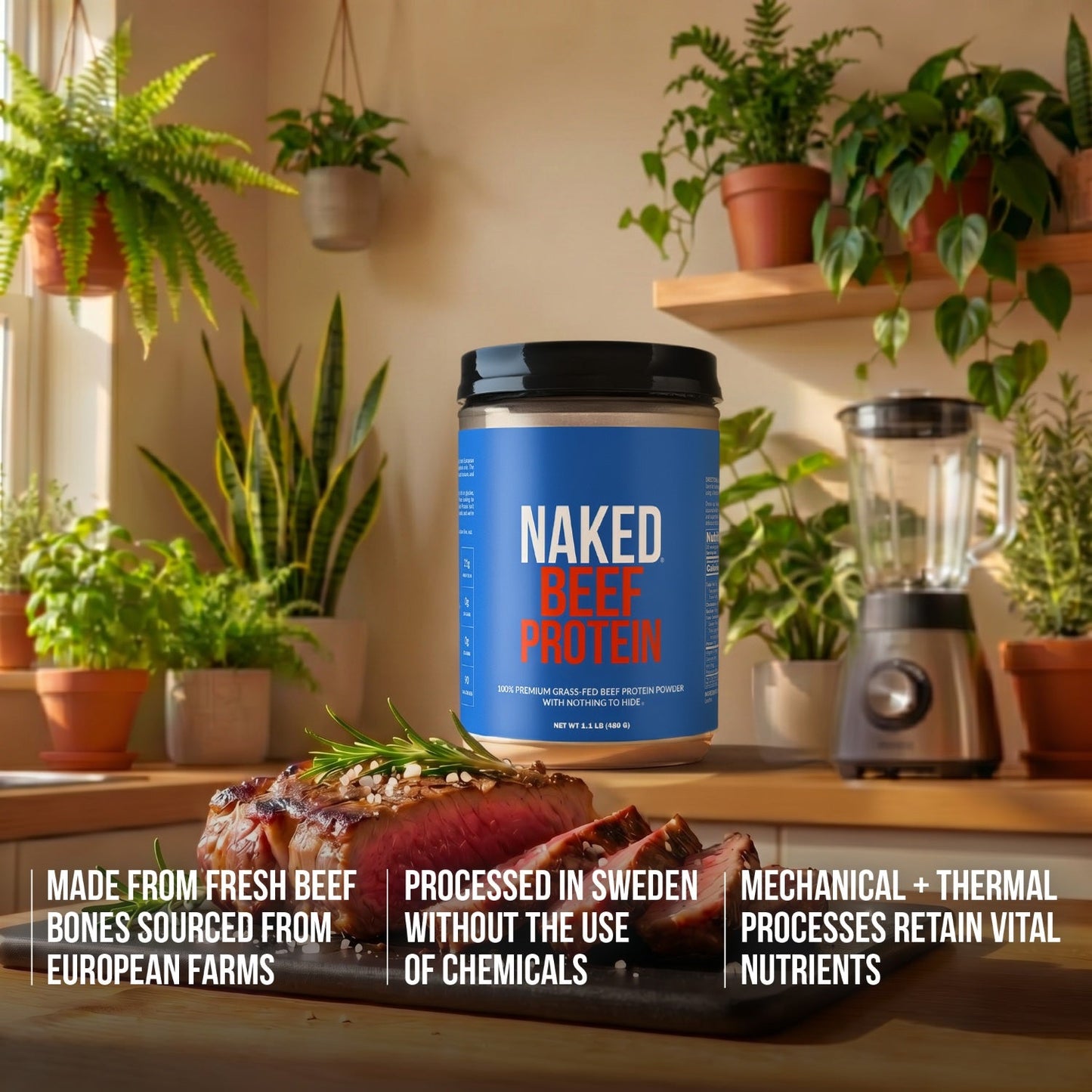 Beef Protein Powder - Unflavored for Easy Mixing at Home or On the Go