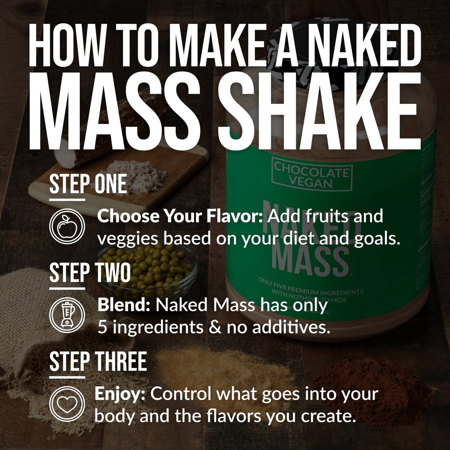Chocolate Vegan Mass Gainer Supplement - Chocolate (Vegan) 12LB with an Easy-Mix High-Calorie Formula