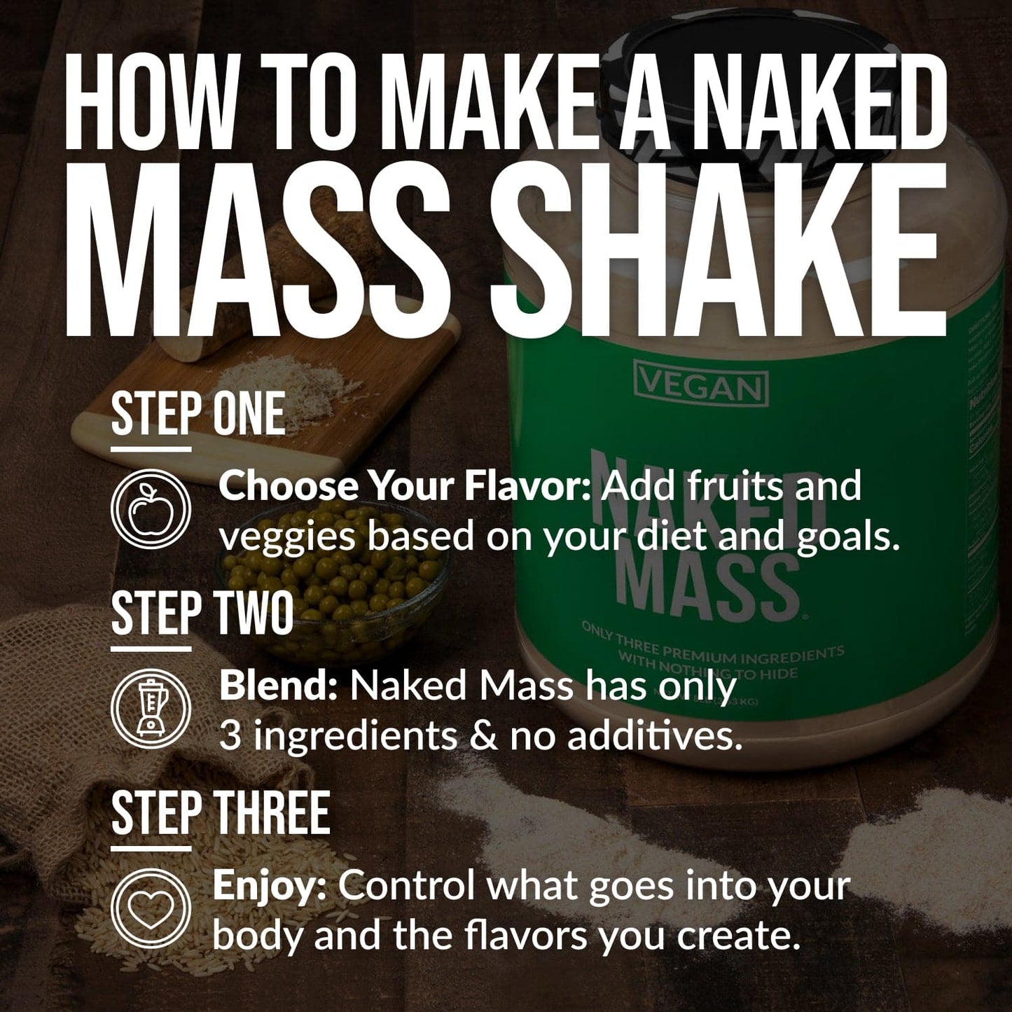 Vegan Mass Gainer Supplement - Unflavored (Vegan) with an Easy-Mix High-Calorie Formula