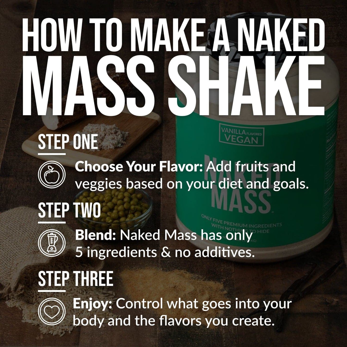 Vanilla Vegan Mass Gainer Supplement - Vanilla (Vegan) with an Easy-Mix High-Calorie Formula