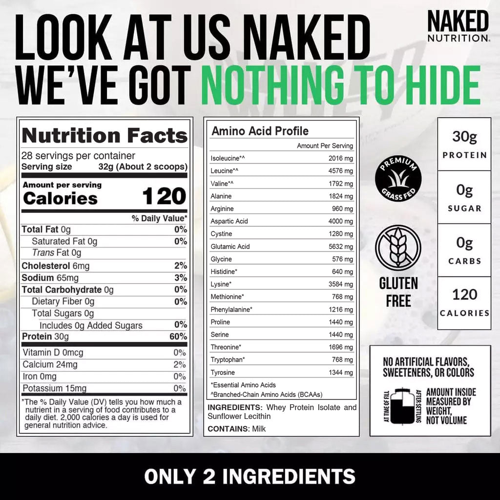 Grass Fed Whey Isolate Protein Powder - Unflavored for Easy Mixing at Home or On the Go